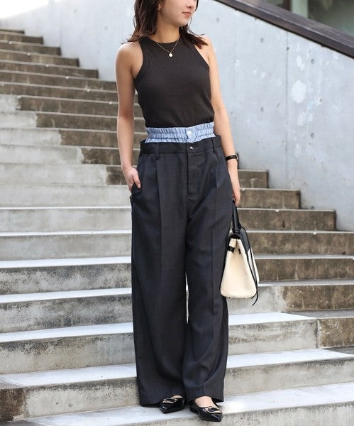 Full-Length Pant Waist Tuck Pants 雙層設計直筒長褲