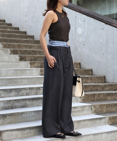 Full-Length Pant Waist Tuck Pants 雙層設計直筒長褲