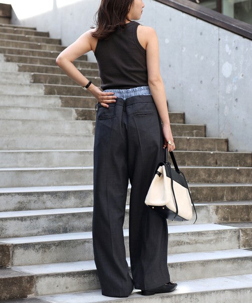 Full-Length Pant Waist Tuck Pants 雙層設計直筒長褲