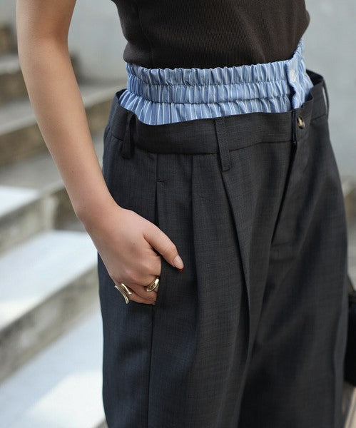 Full-Length Pant Waist Tuck Pants 雙層設計直筒長褲