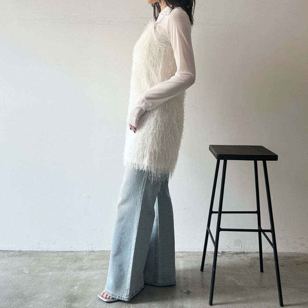 Tunic Camisole Dress Cut-and-sew 流蘇網紗綁帶吊帶