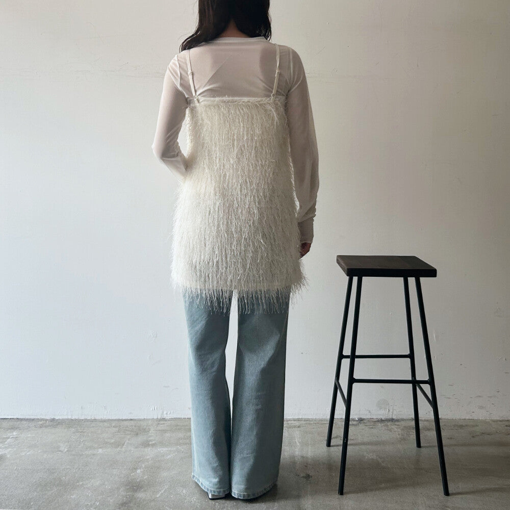 Tunic Camisole Dress Cut-and-sew 流蘇網紗綁帶吊帶