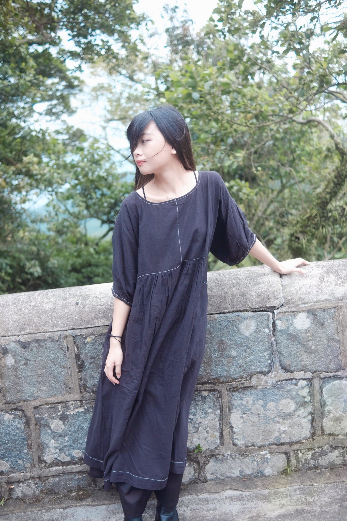 <日常> JP 黑白明線連衣裙