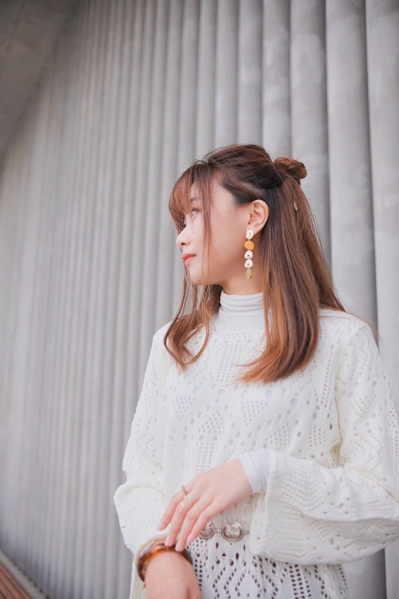 <配件> 啡綠串串耳環