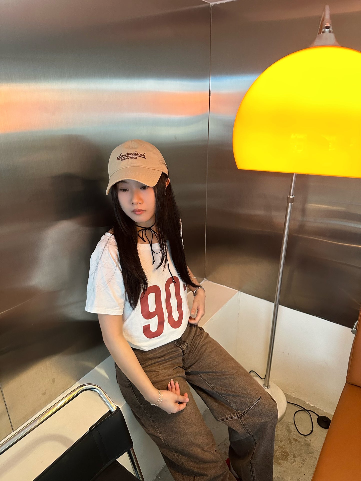 [hot girl kr.] 90’s Off-Shoulder Short Sleeve T-shirt 90’s露肩短袖T恤