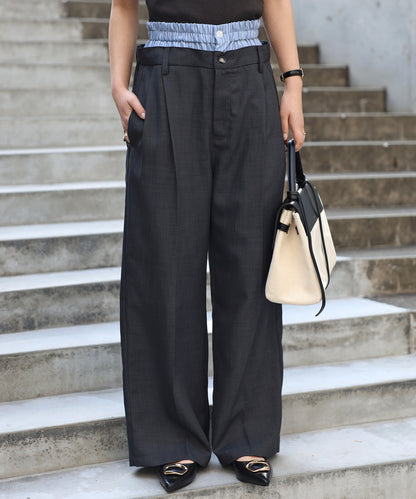 Full-Length Pant Waist Tuck Pants 雙層設計直筒長褲