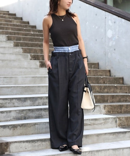 Full-Length Pant Waist Tuck Pants 雙層設計直筒長褲