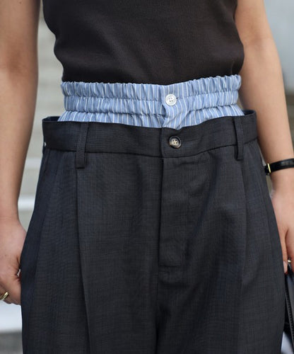 Full-Length Pant Waist Tuck Pants 雙層設計直筒長褲