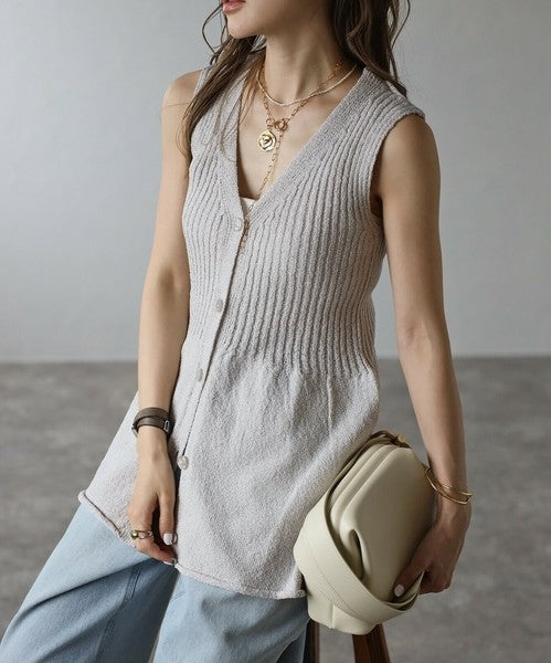 Vest/Gilet Boucle Peplum 針織荷葉下擺無袖背心