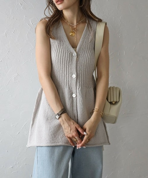 Vest/Gilet Boucle Peplum 針織荷葉下擺無袖背心