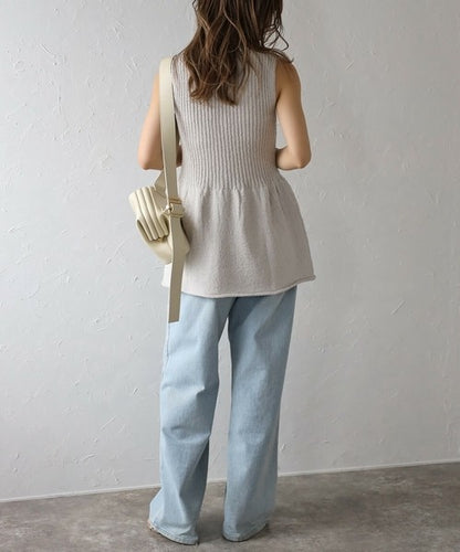 Vest/Gilet Boucle Peplum 針織荷葉下擺無袖背心