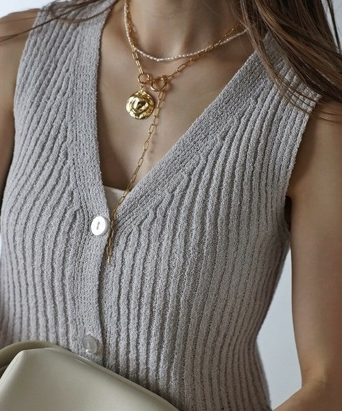 Vest/Gilet Boucle Peplum 針織荷葉下擺無袖背心