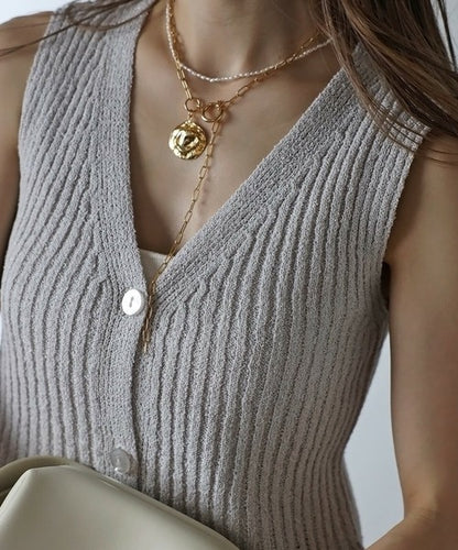 Vest/Gilet Boucle Peplum 針織荷葉下擺無袖背心