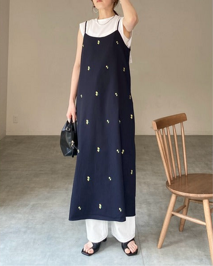 Flower Embroidered Camisole Dress 刺繡花卉吊帶長裙