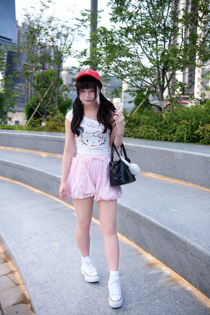 [made in kr.] Rib Pumpkin Shorts 條紋泡泡南瓜短褲