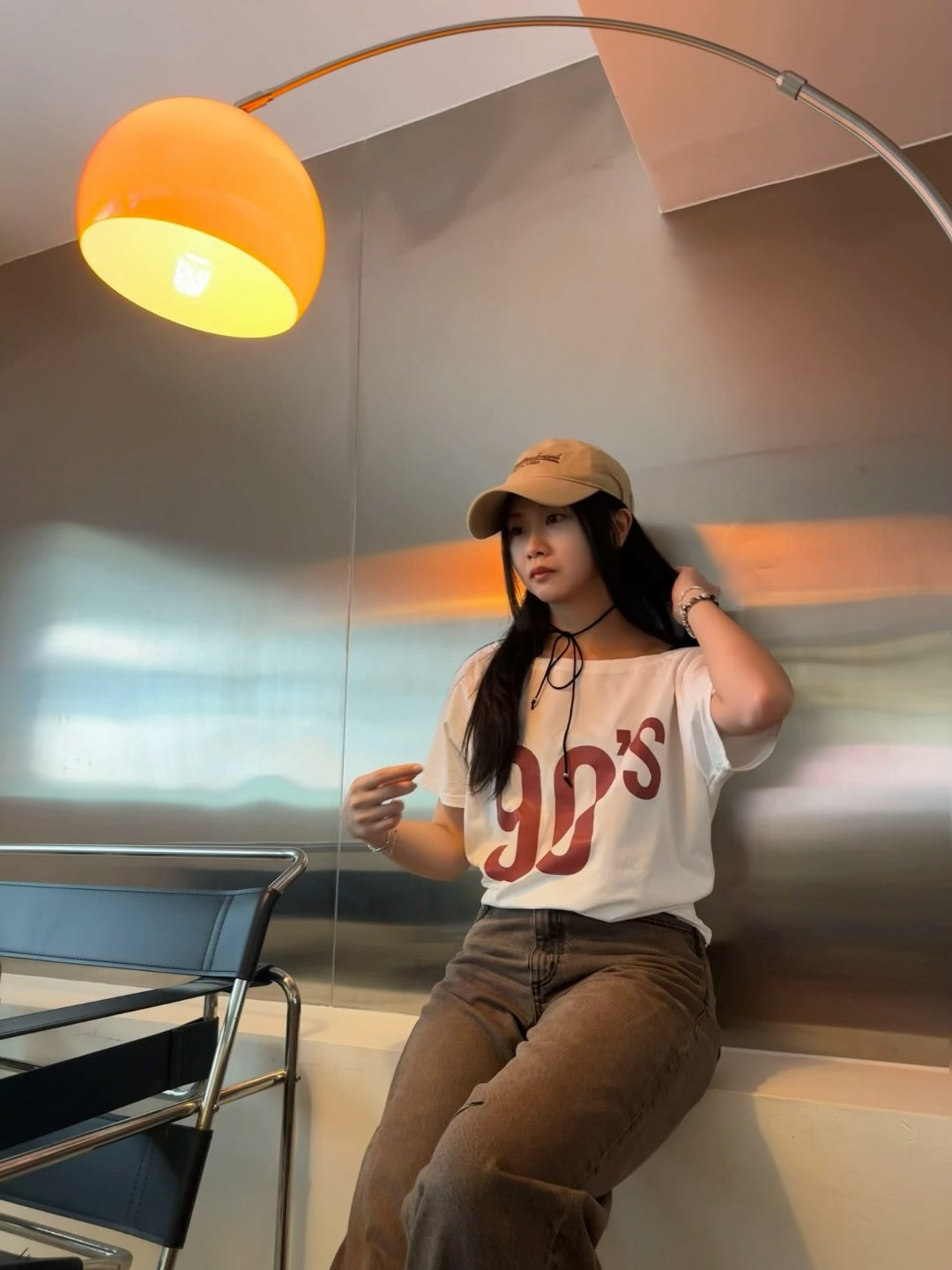 [hot girl kr.] 90’s Off-Shoulder Short Sleeve T-shirt 90’s露肩短袖T恤