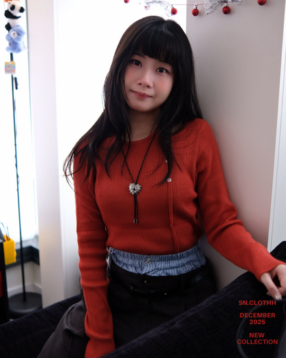 秋冬の定番 Knit Tops 紅色針織上衣🧶