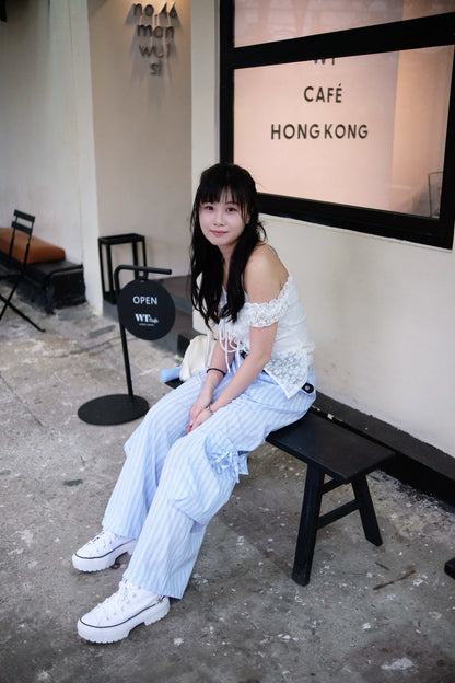 [made in kr.] Ribbon Cargo Wide Pants 蝴蝶結工裝寬褲連皮帶