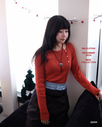 秋冬の定番 Knit Tops 紅色針織上衣🧶