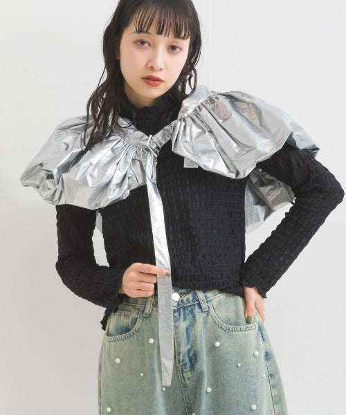 Metallic Ruffles Cape - 多功能撘配小物 - 金屬感荷葉邊