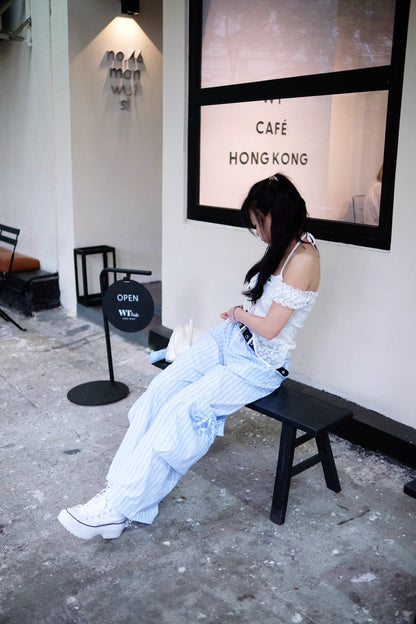 [made in kr.] Ribbon Cargo Wide Pants 蝴蝶結工裝寬褲連皮帶