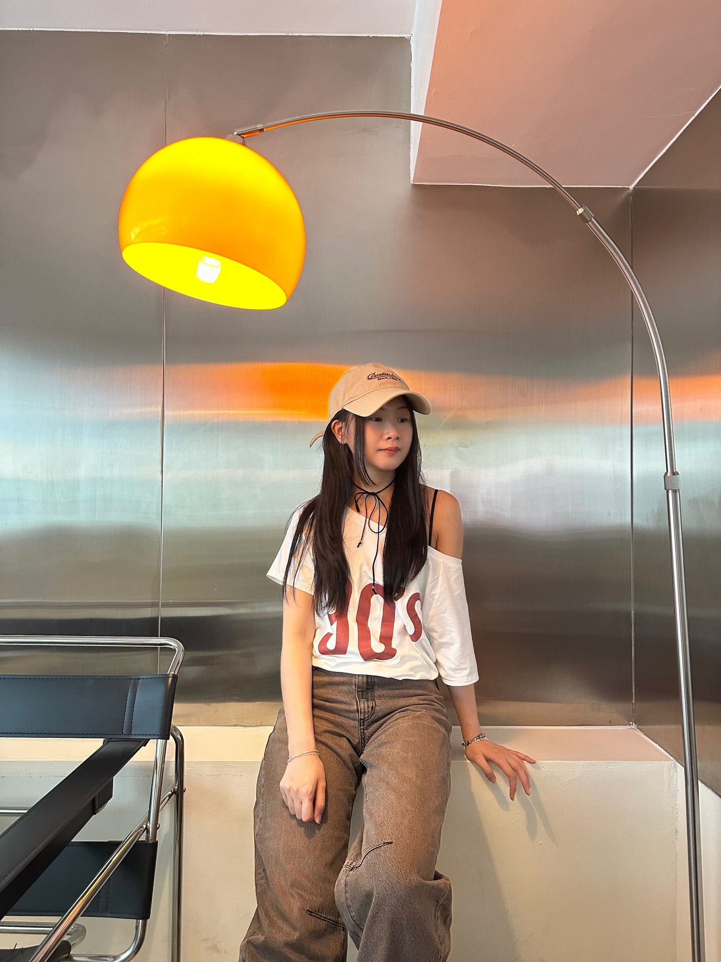 [hot girl kr.] 90’s Off-Shoulder Short Sleeve T-shirt 90’s露肩短袖T恤