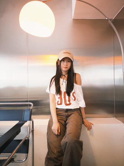 [hot girl kr.] 90’s Off-Shoulder Short Sleeve T-shirt 90’s露肩短袖T恤
