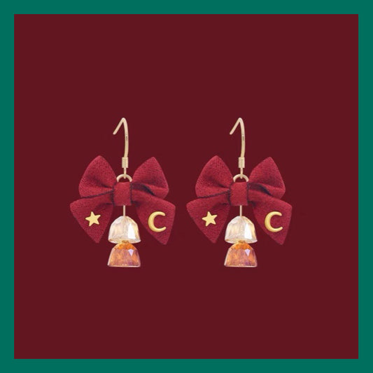 紅色蝴蝶結 X 聖誕耳環